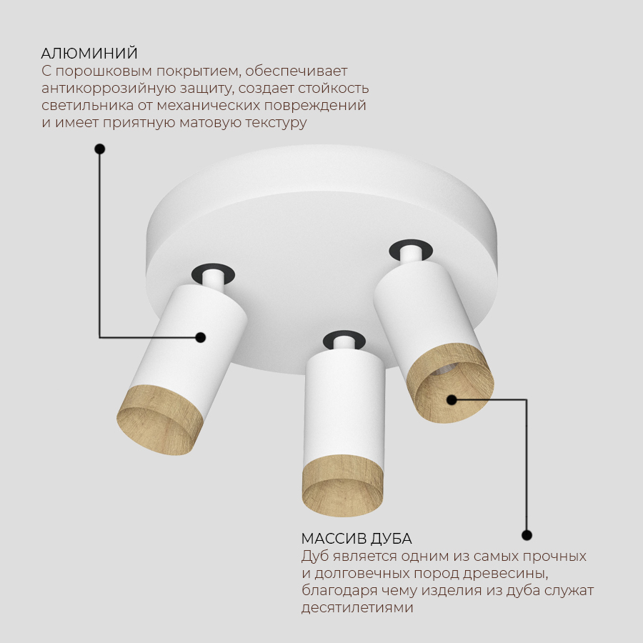 Накладной светодиодный светильник Ledron SAGITONY R3 S60 Dim Wooden White (10193)