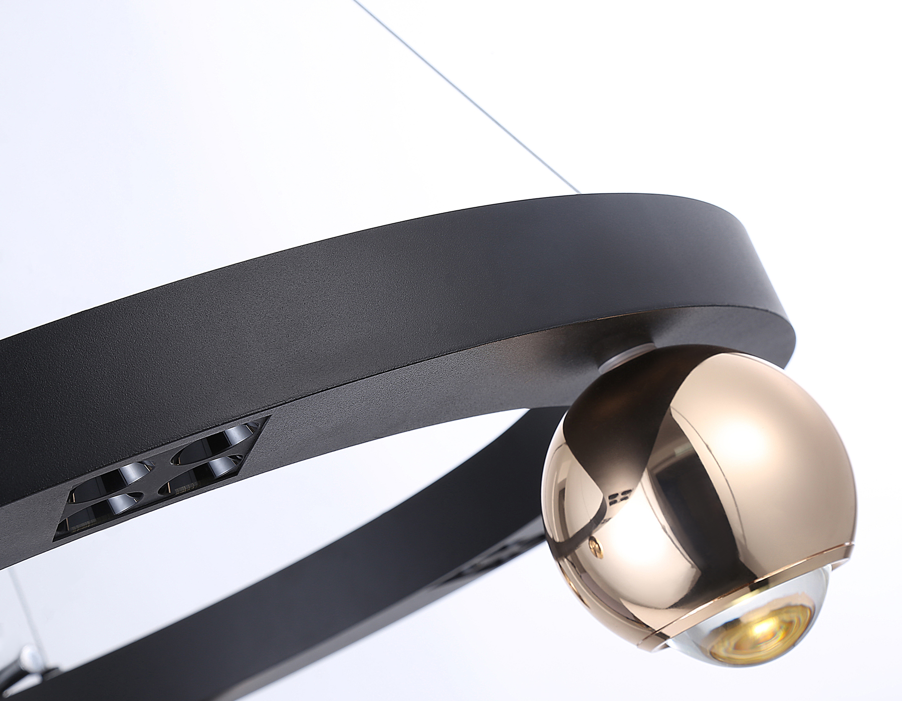 Подвесной светодиодный светильник FL5961 BK/GD черный/золото 4200K 32W D600*1200 (Без ПДУ)