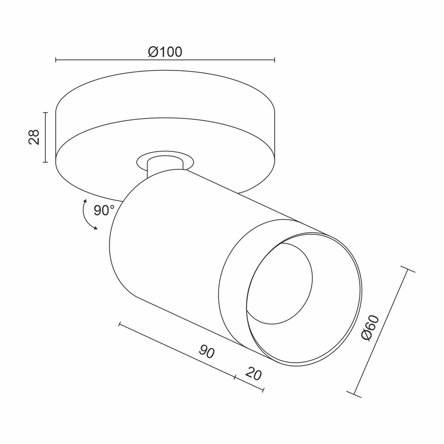 Накладной светодиодный светильник Ledron SAGITONY R1 S60 Dim Wooden Black (10191)