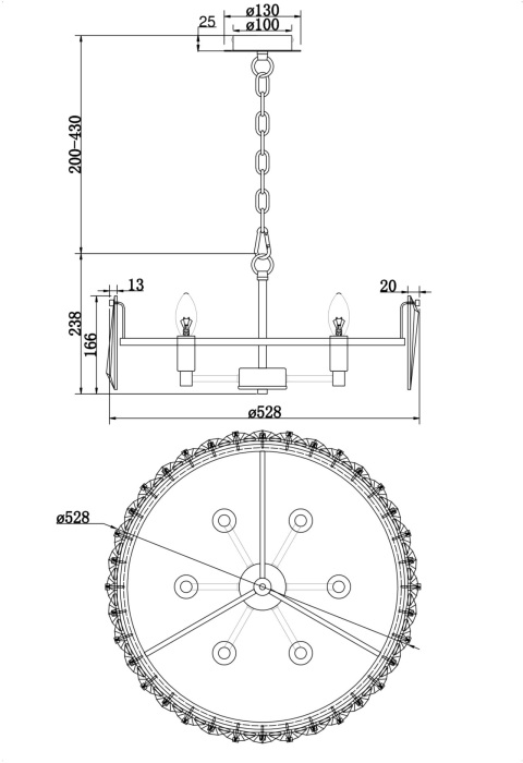Подвесная люстра хрустальная Puntes MOD043PL-06CH (mod043pl-06ch)