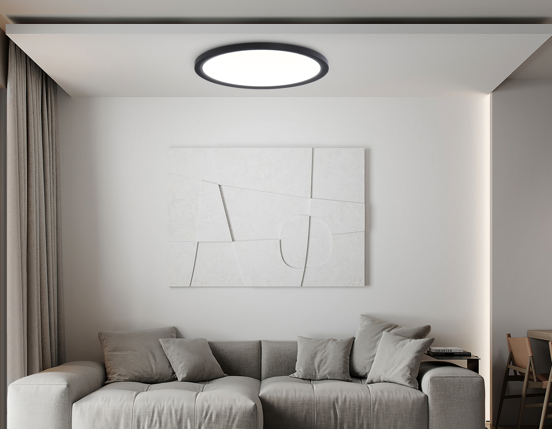 Светильник светодиодный ультратонкий 3000K-6500K с CCT-переключателем FZ1910 BK черный IP54 44W 3000K-6500K CCT-переключатель D600*25 (Без ПДУ)