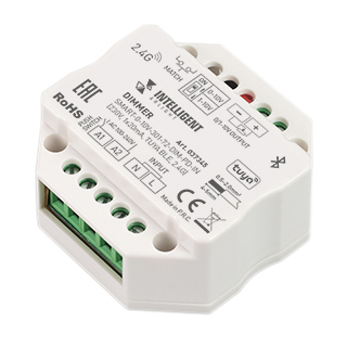 INTELLIGENT ARLIGHT Диммер SMART-0-10V-301-72-DIM-PD-IN (230V, 1x20mA, TUYA BLE, 2.4G) (IARL, IP20 Пластик, 5 лет) 037345