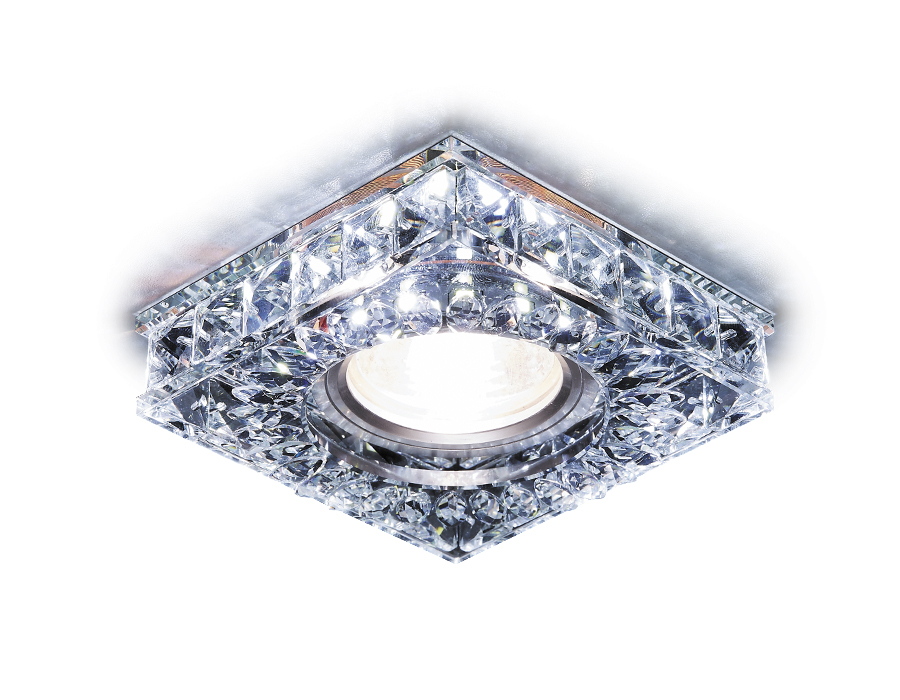 Встраиваемый точечный светильник MR16 со светодиодной подсветкой S251 CH хром/прозрачный хрусталь/MR16+3W(LED WHITE)