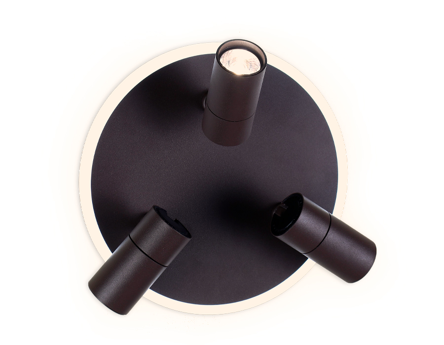 Поворотный настенно-потолочный светодиодный светильник FW265/3 SCF кофе песок LED 6400K+4200K 16W+3W*3 D280*120