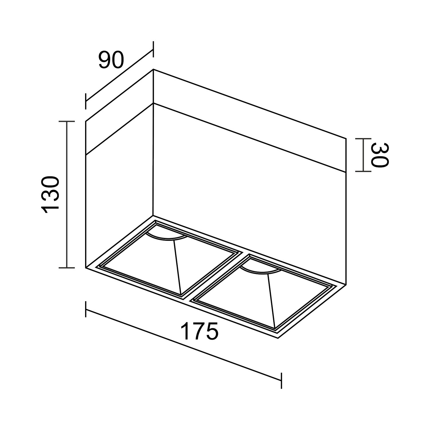 Накладной светодиодный светильник Ledron KUBING 2 Wooden 130 Black TRIAC (10274)