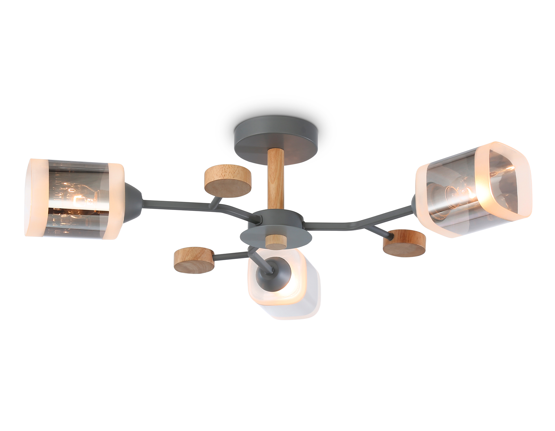 Подвесной светильник TR3033231/3 GR/LW/SM серый/светлое дерево/дымчатый E27*3 max 60W D700*180