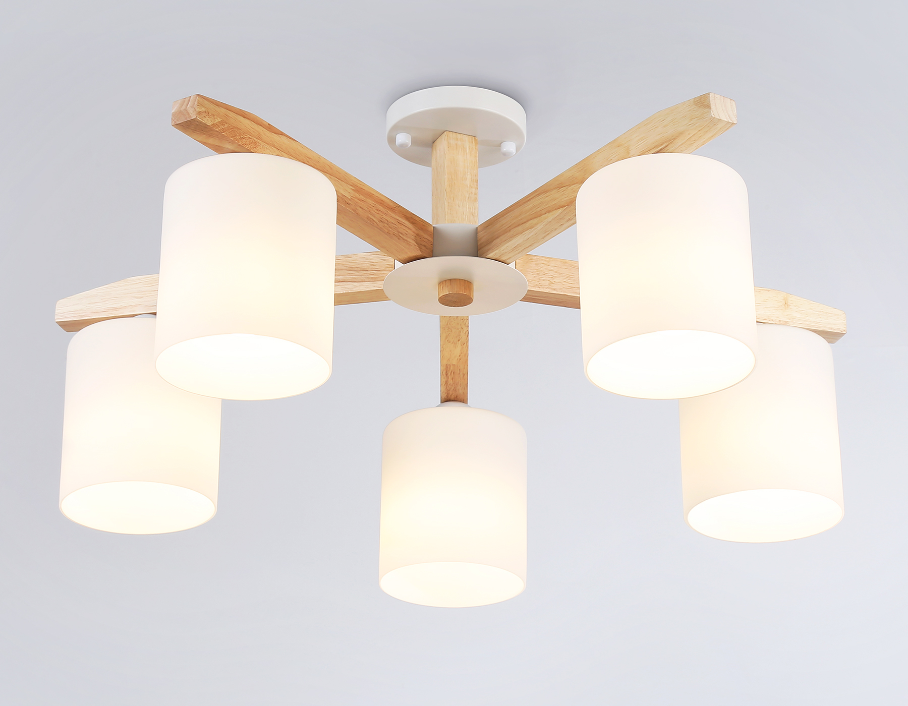 Подвесная люстра TR83113/5 WH/LW белый/светлое дерево E27/5 max 40W D700*325