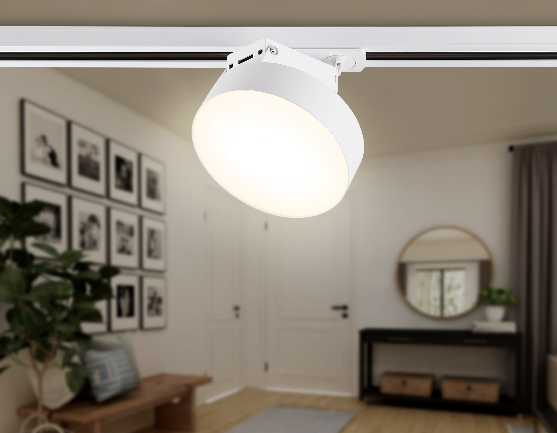 Трековый однофазный светодиодный светильник GL6872 WH белый LED 16W 3000K D115*90