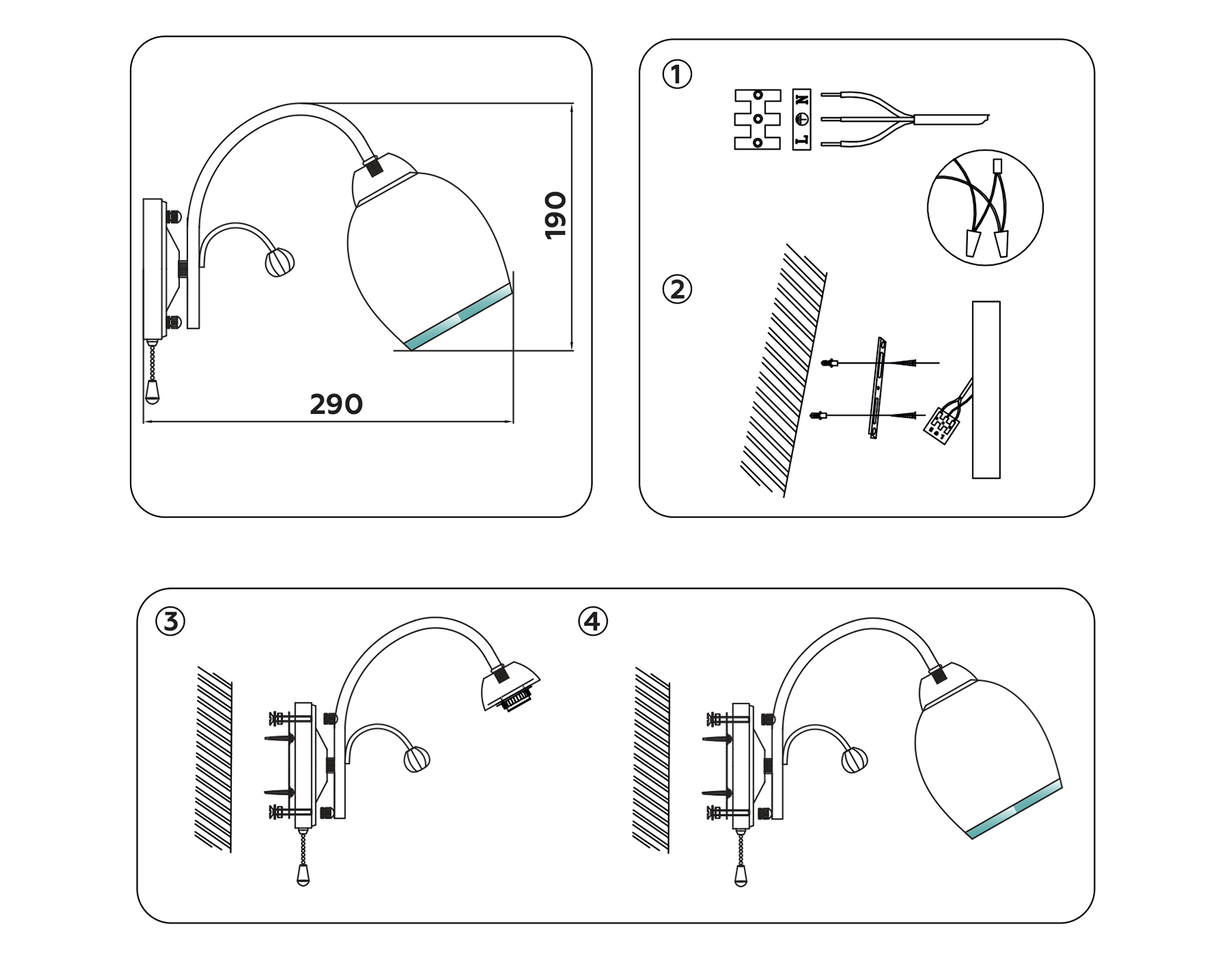 Настенный светильник с выключателем TR3194 CH/CL/FR хром/прозрачный/белый матовый E27 max 40W 190*110*290