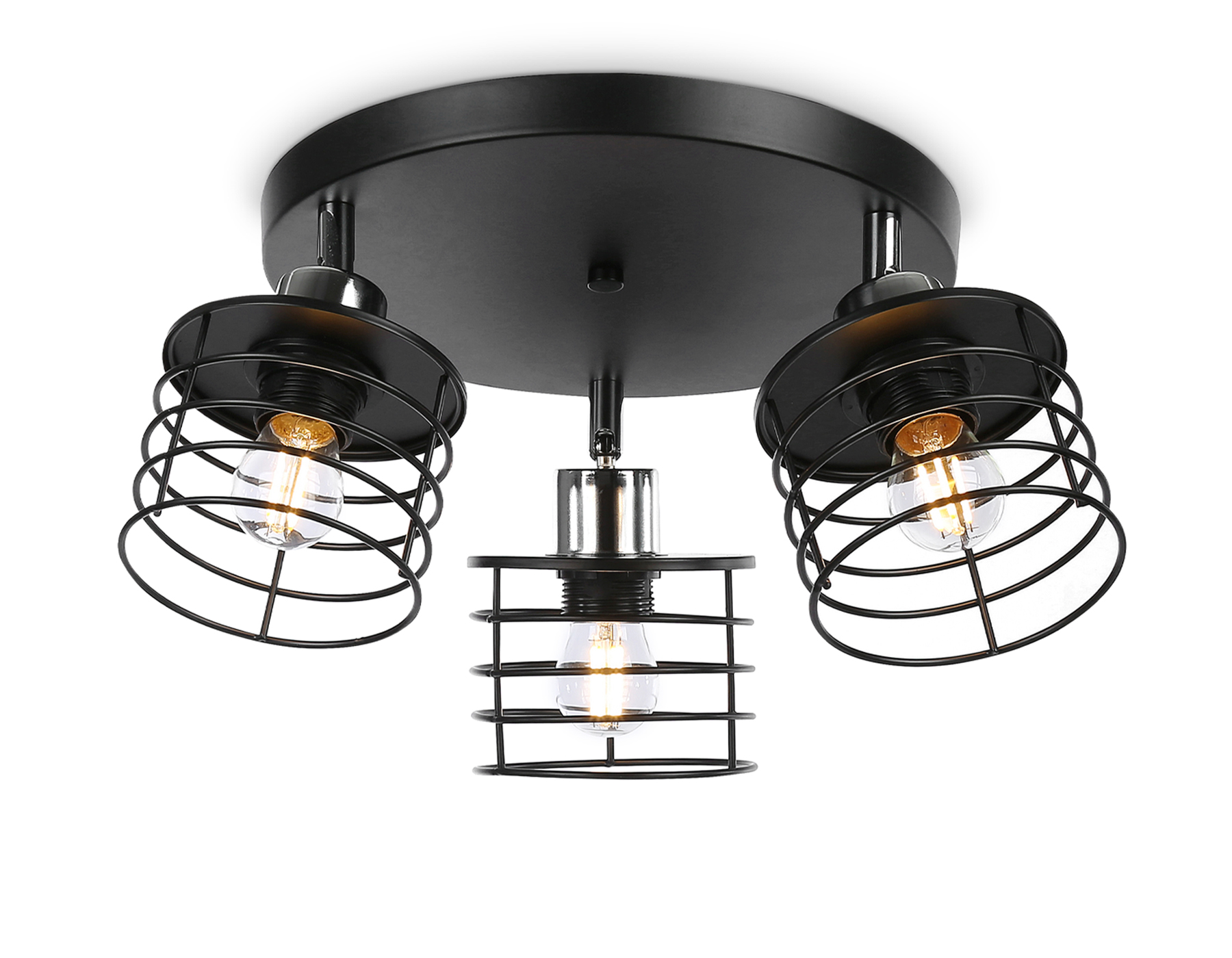 Настенно-потолочный спот в стиле лофт TR8092/3 BK/CH черный/хром E27*3 max 40W D372*190