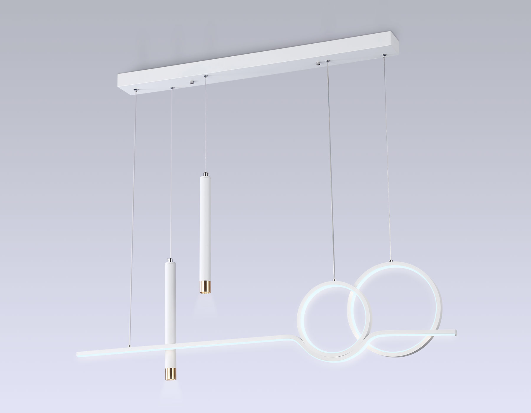 Подвесной светодиодный светильник с пультом FL5393/5 WH белый 3000K/4200K/6400K+4200K 62W 1000*75*1200 (ПДУ ИК)