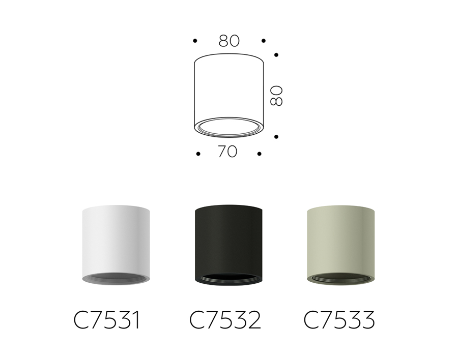 Корпус светильника накладной для насадок D70mm C7531 SWH белый песок D80*H80mm MR16 GU5.3