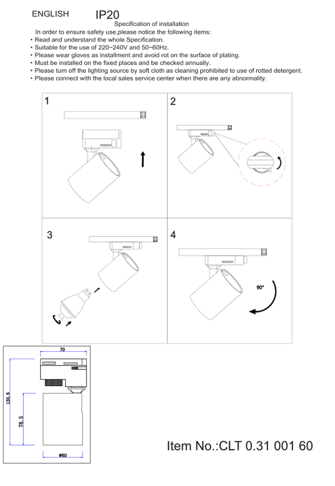 Cсветильник трековый однофазный Crystal Lux CLT 0.31 001 60 BL