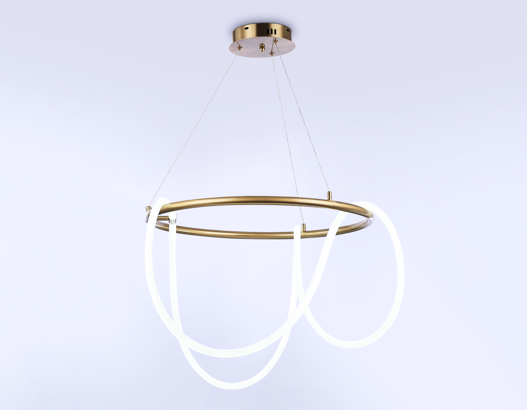 Подвесной светодиодный светильник с пультом FL10503 BS латунь 3000K/4200K/6400K 74W D600*1200 (ПДУ РАДИО 2.4G)