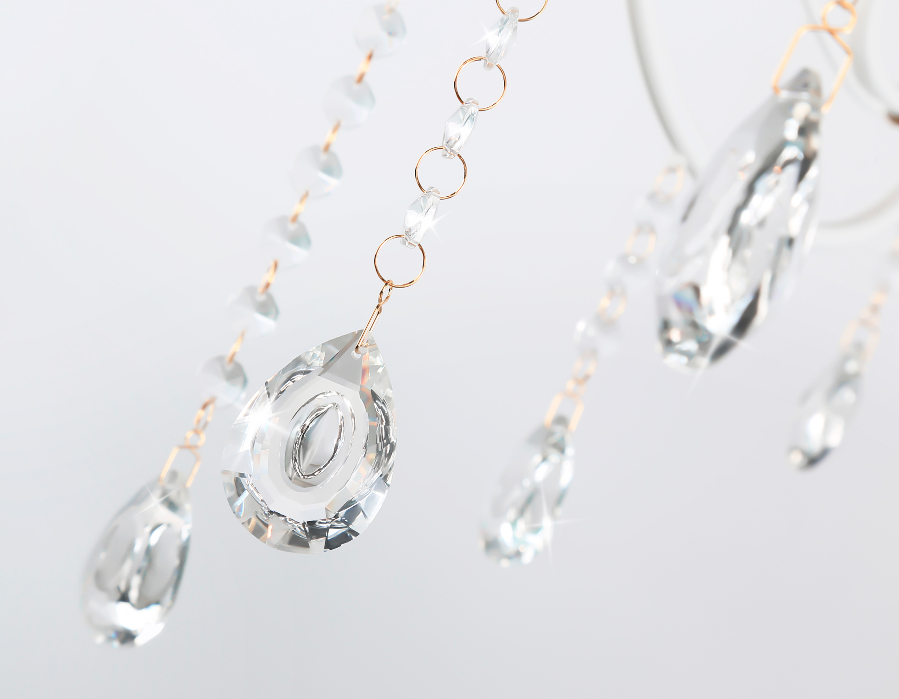 Подвесная люстра с хрусталем TR4915/3 WH/GD белый/золото E14/3 max 40W D550*860