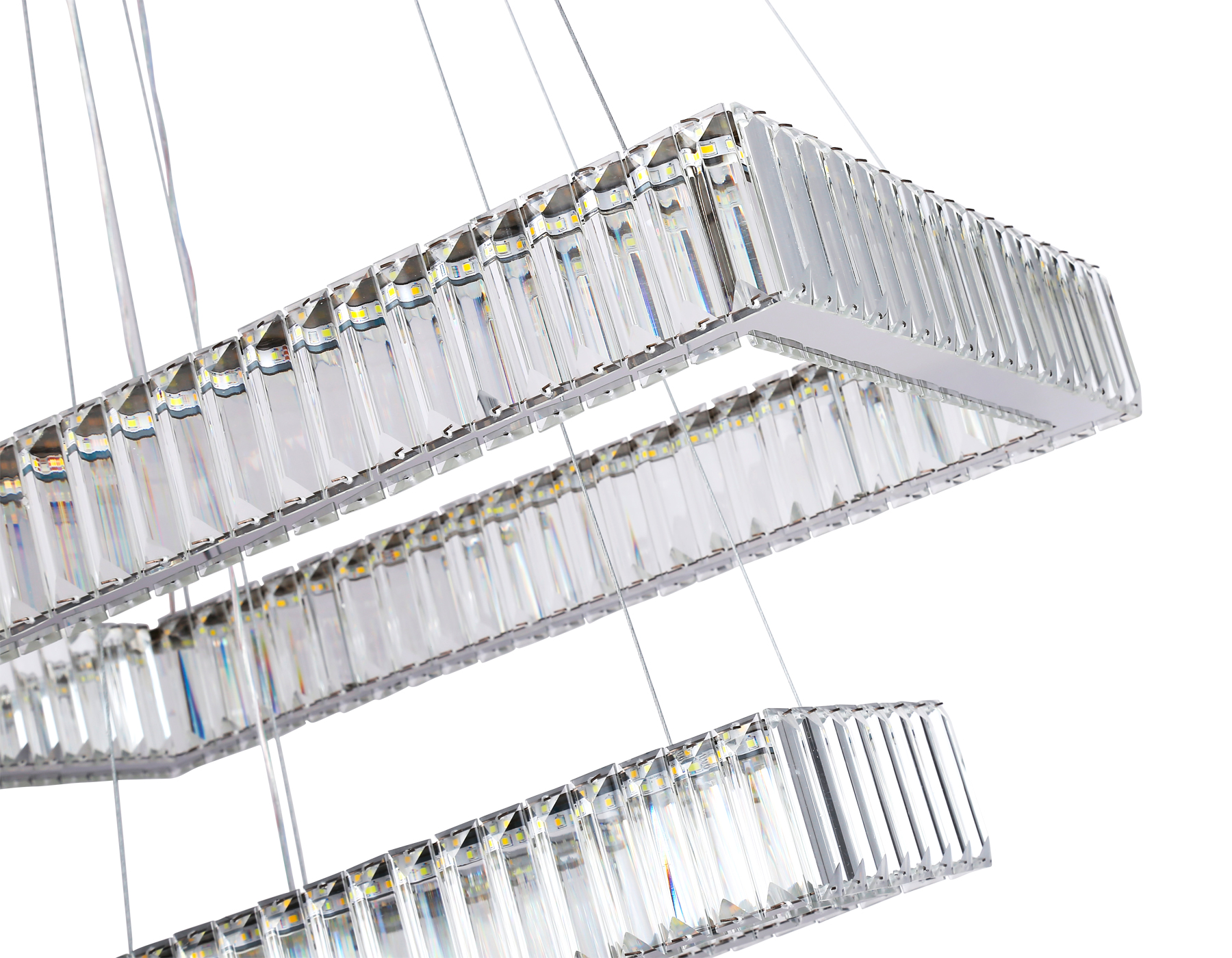 Подвесная светодиодная люстра с хрусталем TR5005/2 CH/CL хром/прозрачный 90W 3000K/4200K/6400K 600*400*950 (Без ПДУ)