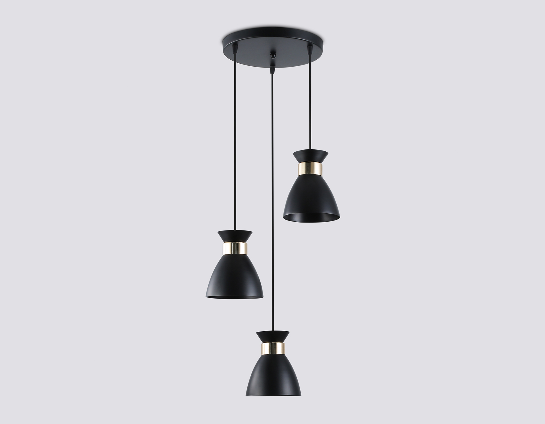 Светильник подвесной в стиле лофт TR8470/3 BK/FGD черный/золото E27/3 max 60W D340*1000