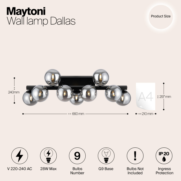 Бра Dallas MOD547WL-09B (mod547wl-09b)
