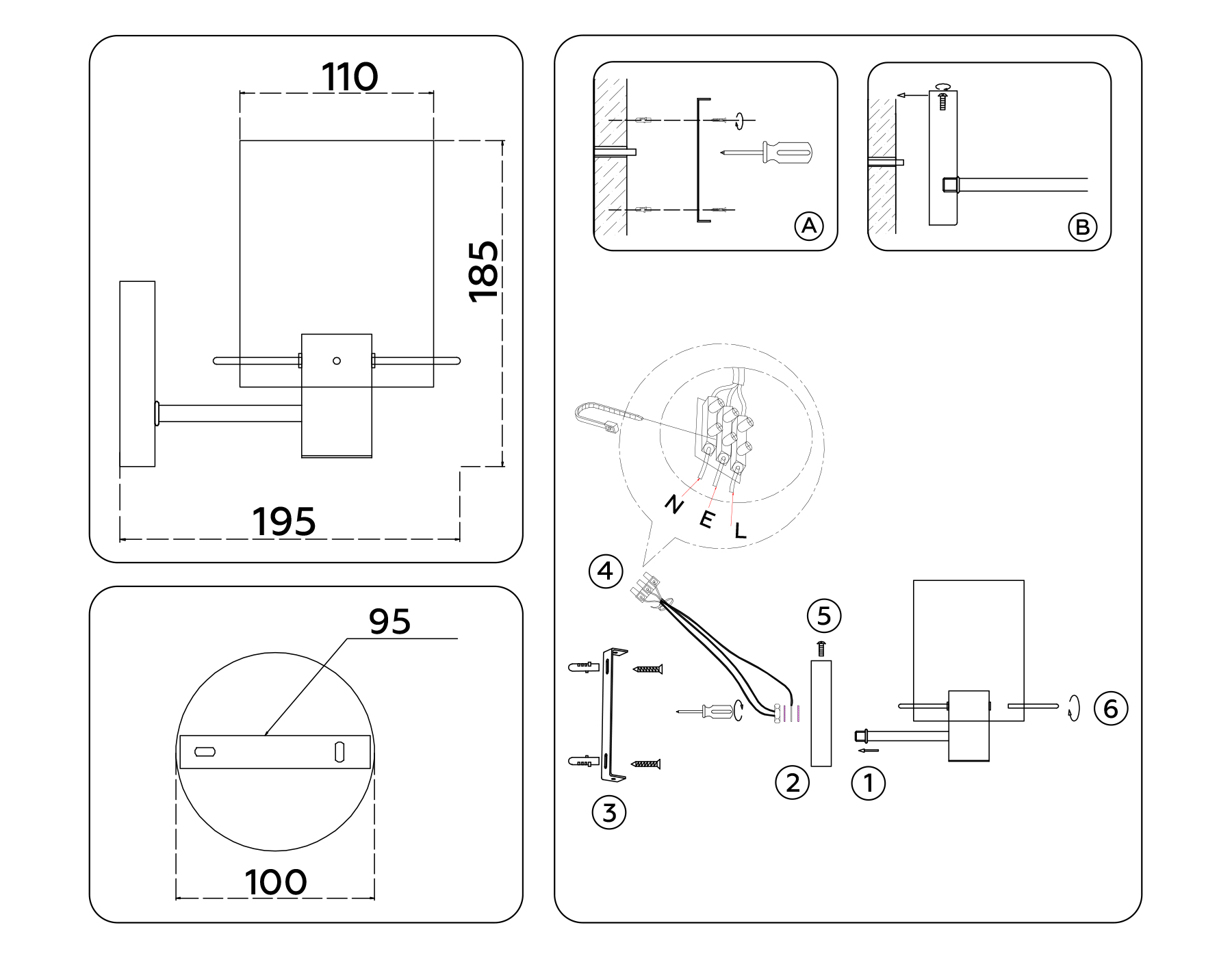 Настенный светильник LH57035 BS/SM латунь/дымчатый E14 max 40W 195*110*185