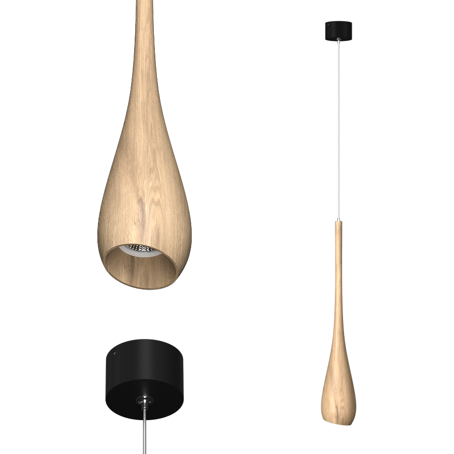 Подвесной накладной светильник WoodDrop Black под сменную лампу (11079)