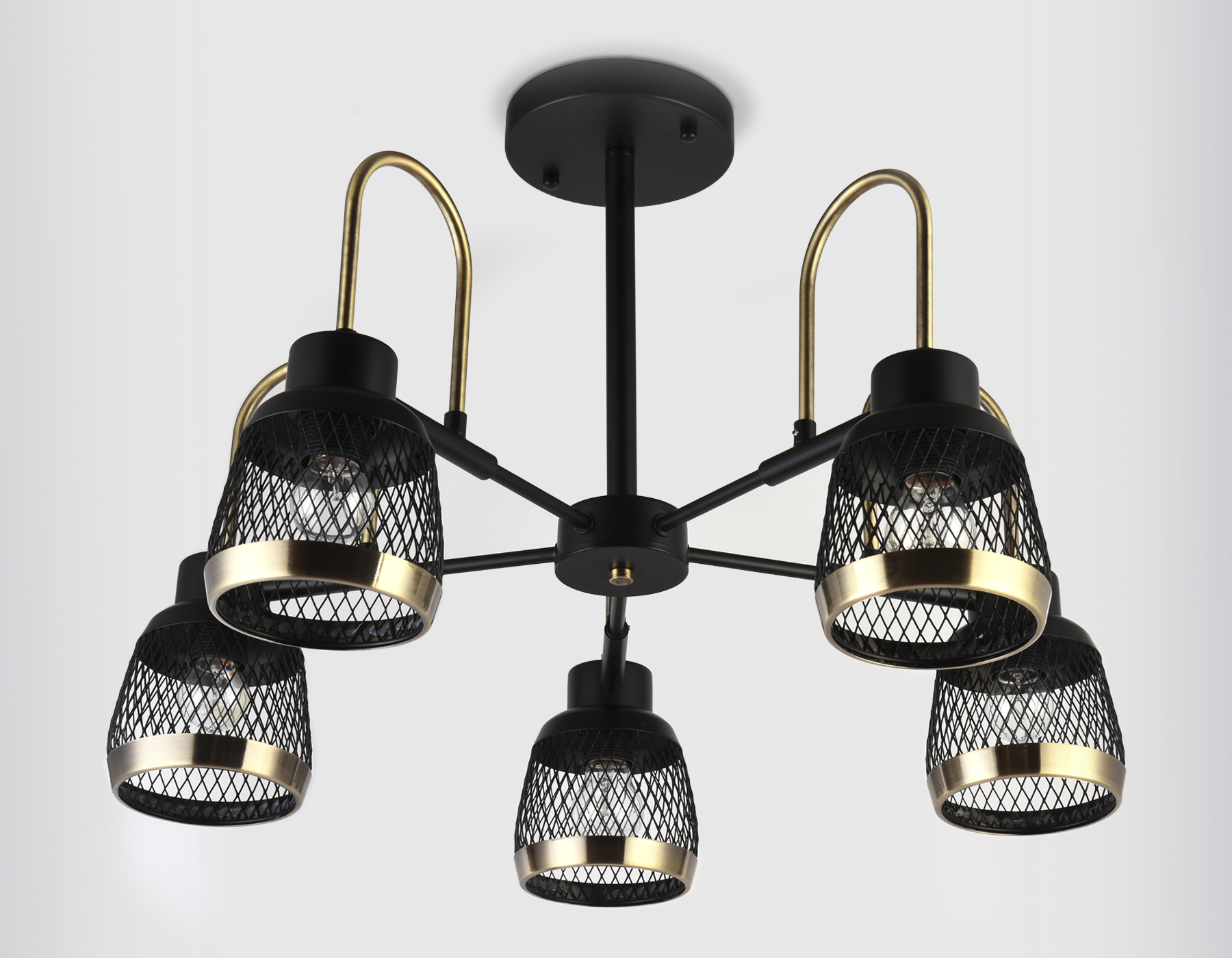 Подвесная люстра со сменной лампой TR8002/5 SB/BK бронза/черный E27 max 40W D640*440