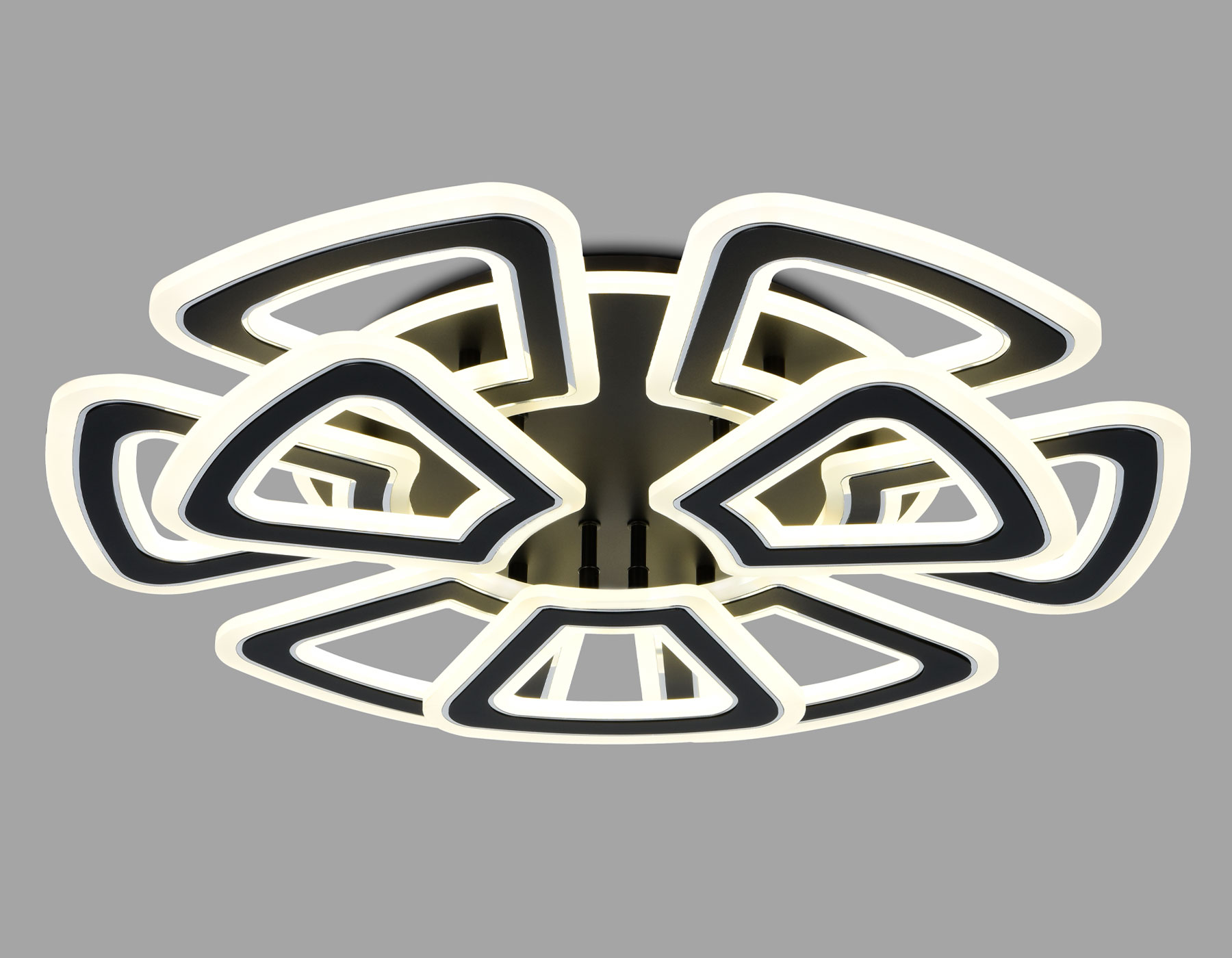 Управляемый светодиодный светильник FA8893/6+3 BK/CH черный/хром 210W 3000K/4200K/6400K 650*640*130 (ПДУ РАДИО 2.4G)