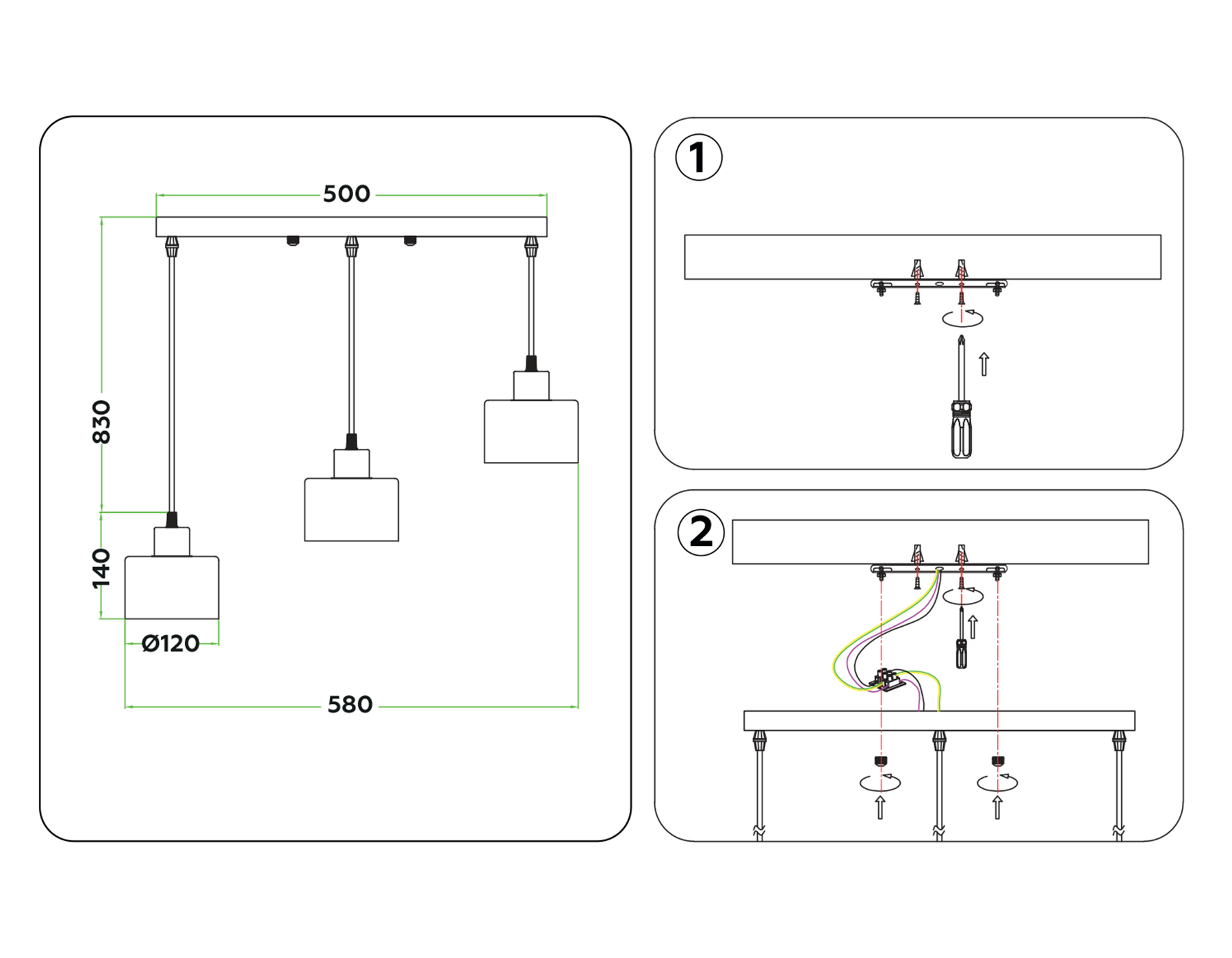 Подвесной светильник в стиле лофт TR8118/3 BK/BS черный/латунь E27*3 max 40W 580*120*970