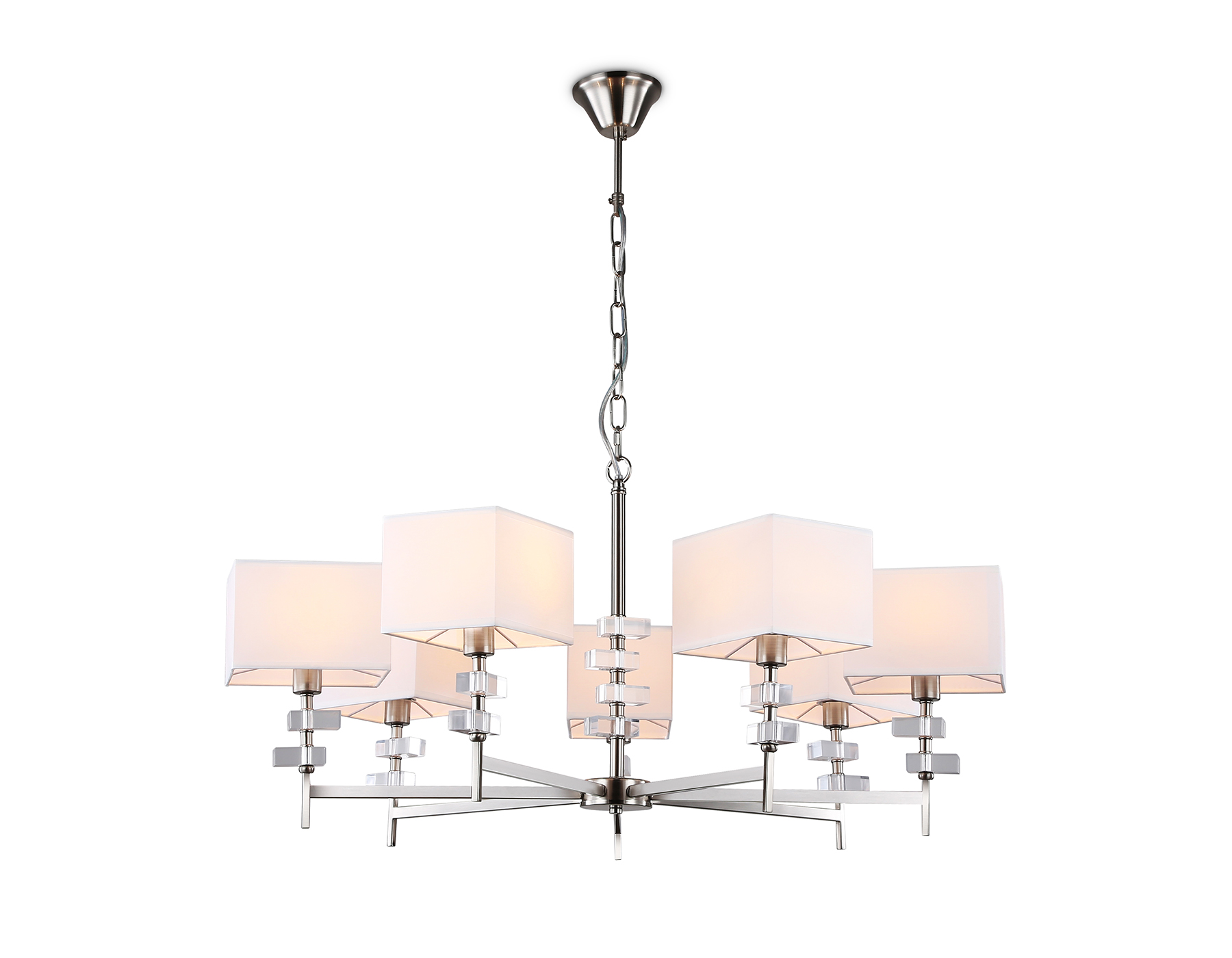 Подвесная люстра с абажурами LH71323/7 SN/WH никель/белый E14/7 max 40W D860*850