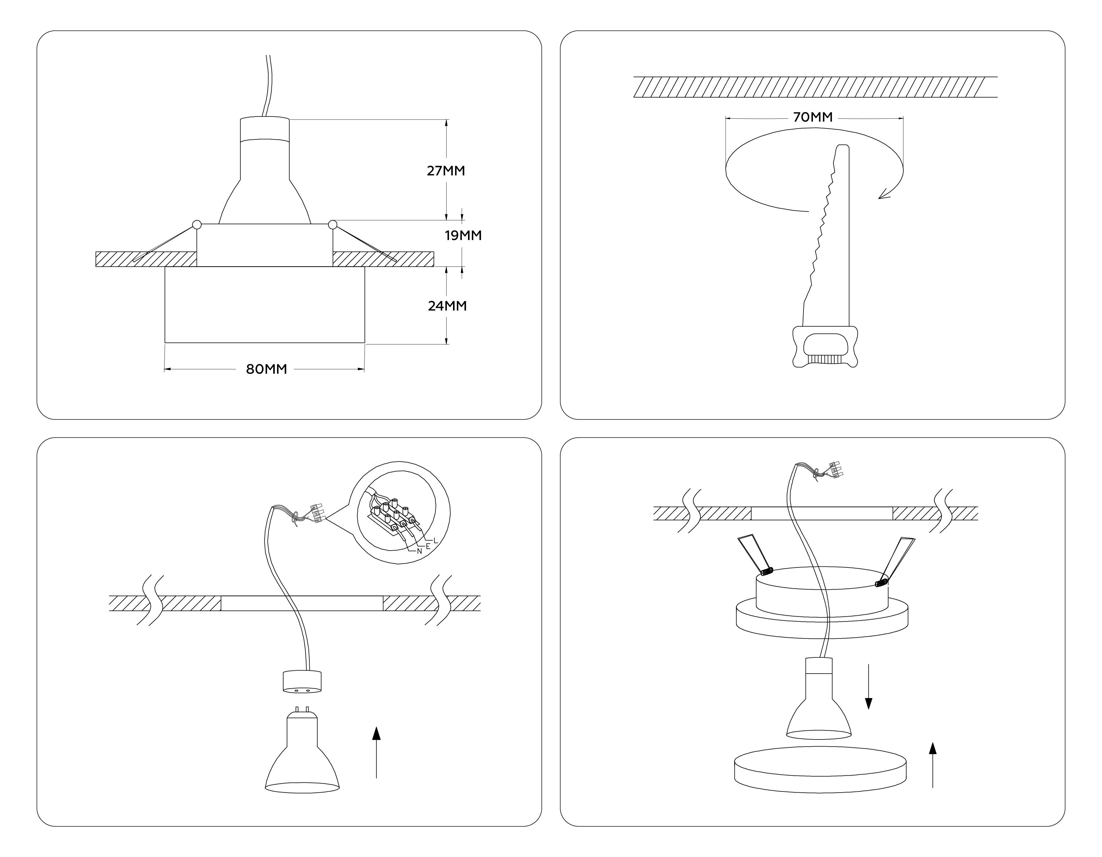 Встраиваемый точечный светильник MR16 TN3306 BK/FR черный/белый матовый MR16 GU5.3 D80*43