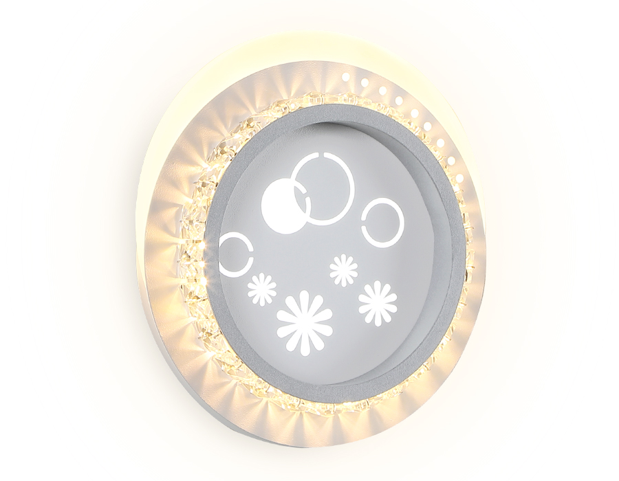 Настенный светодиодный светильник с хрусталем FA272 WH/GR белый/серый LED 3000K+6400K 24W 200*180*50