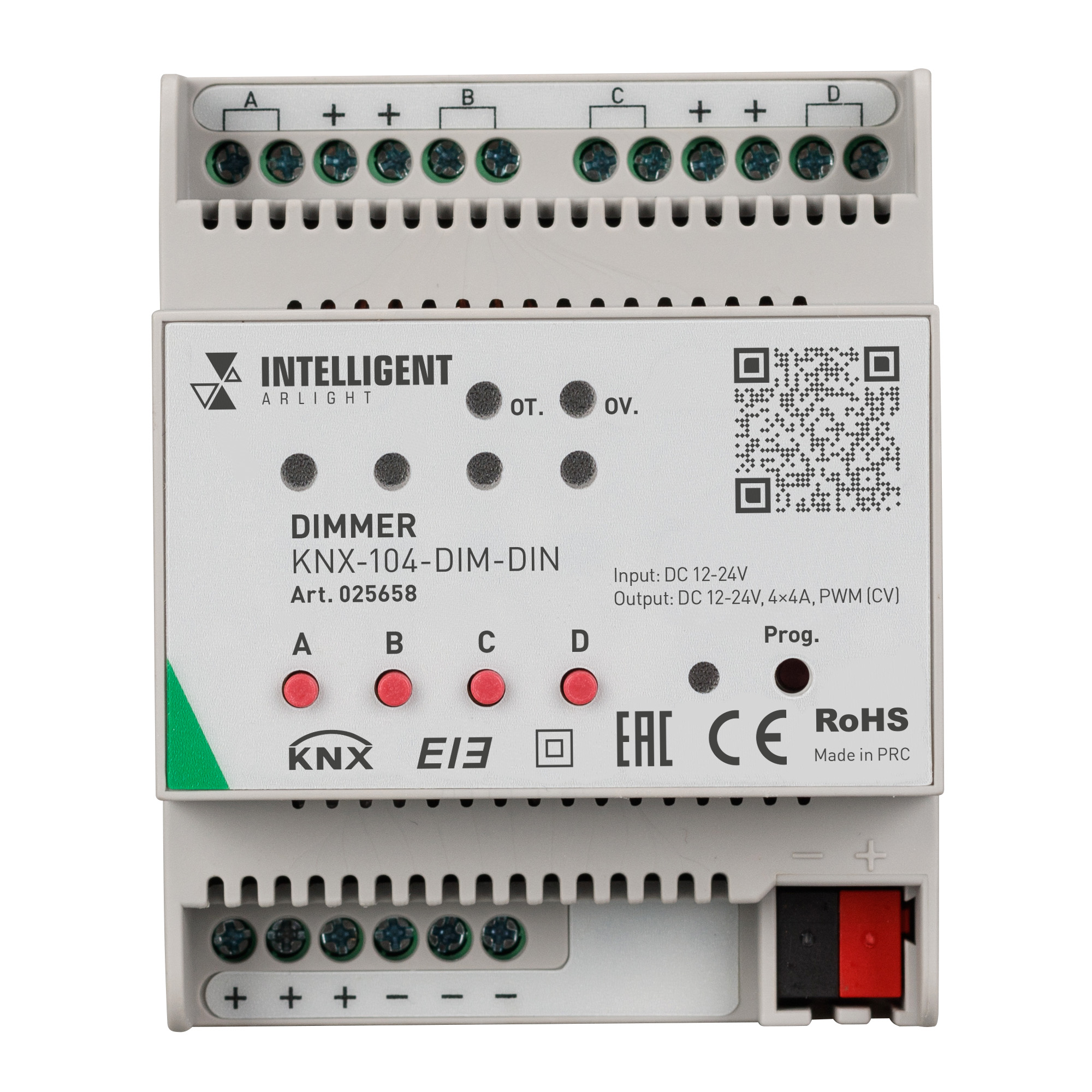 INTELLIGENT ARLIGHT Диммер KNX-104-DIM-DIN (12-24V, 4x4A) (IARL, IP20 Пластик, 2 года) 025658