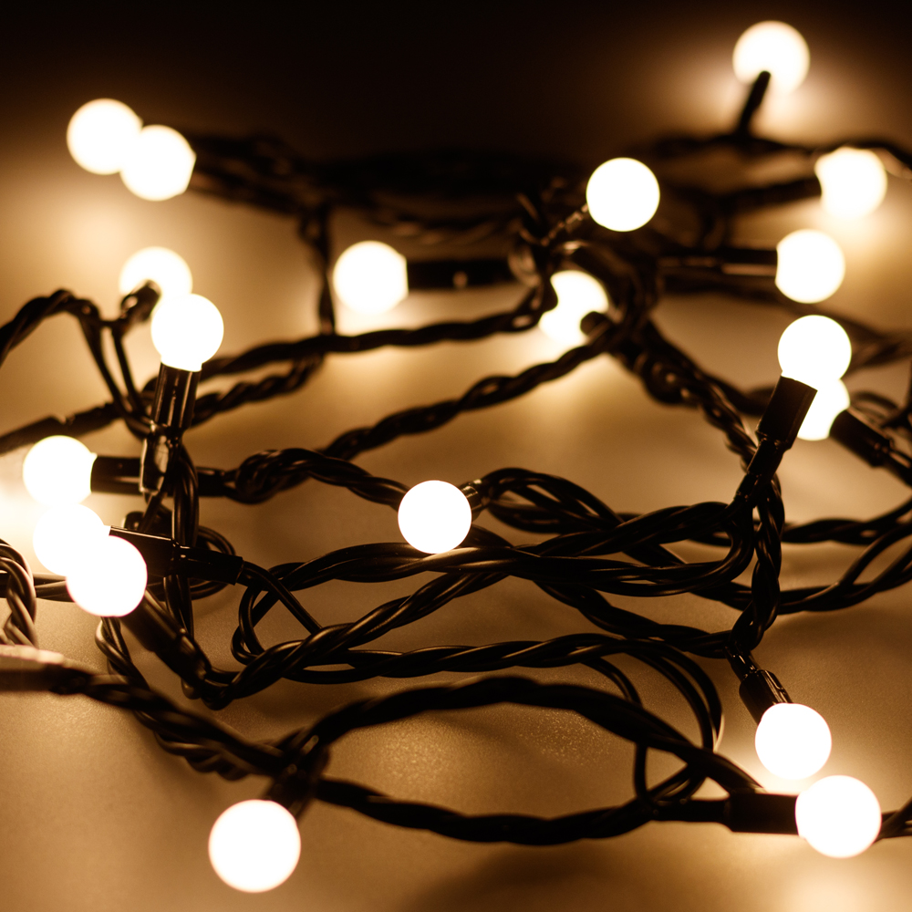 Светодиодная гирлянда ARD-BALL-CLASSIC-D13-5000-BLACK-50LED WARM (230V, 3.5W) (Ardecoled, IP65) 025566