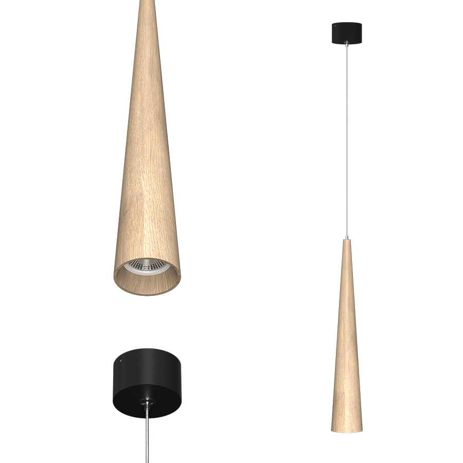 Подвесной накладной светильник WoodCone Black под сменную лампу (11076)