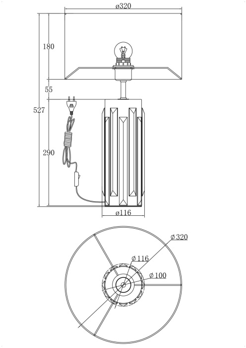 Настольная лампа Muse MOD304TL-01GR (mod304tl-01gr)