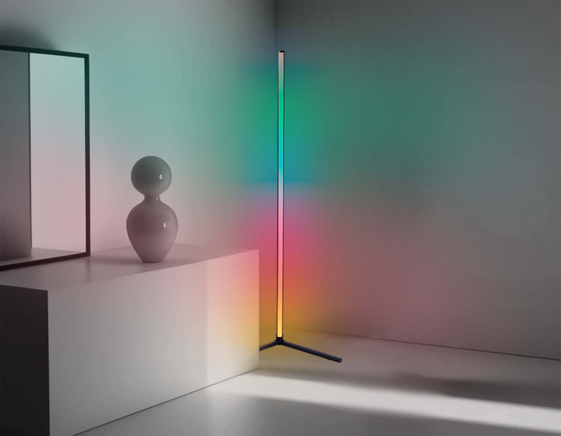 Светильник светодиодный напольный RGB с пультом FL8022 BK черный LED 15W RGB D32*1250 (ПДУ РАДИО 2.4G)