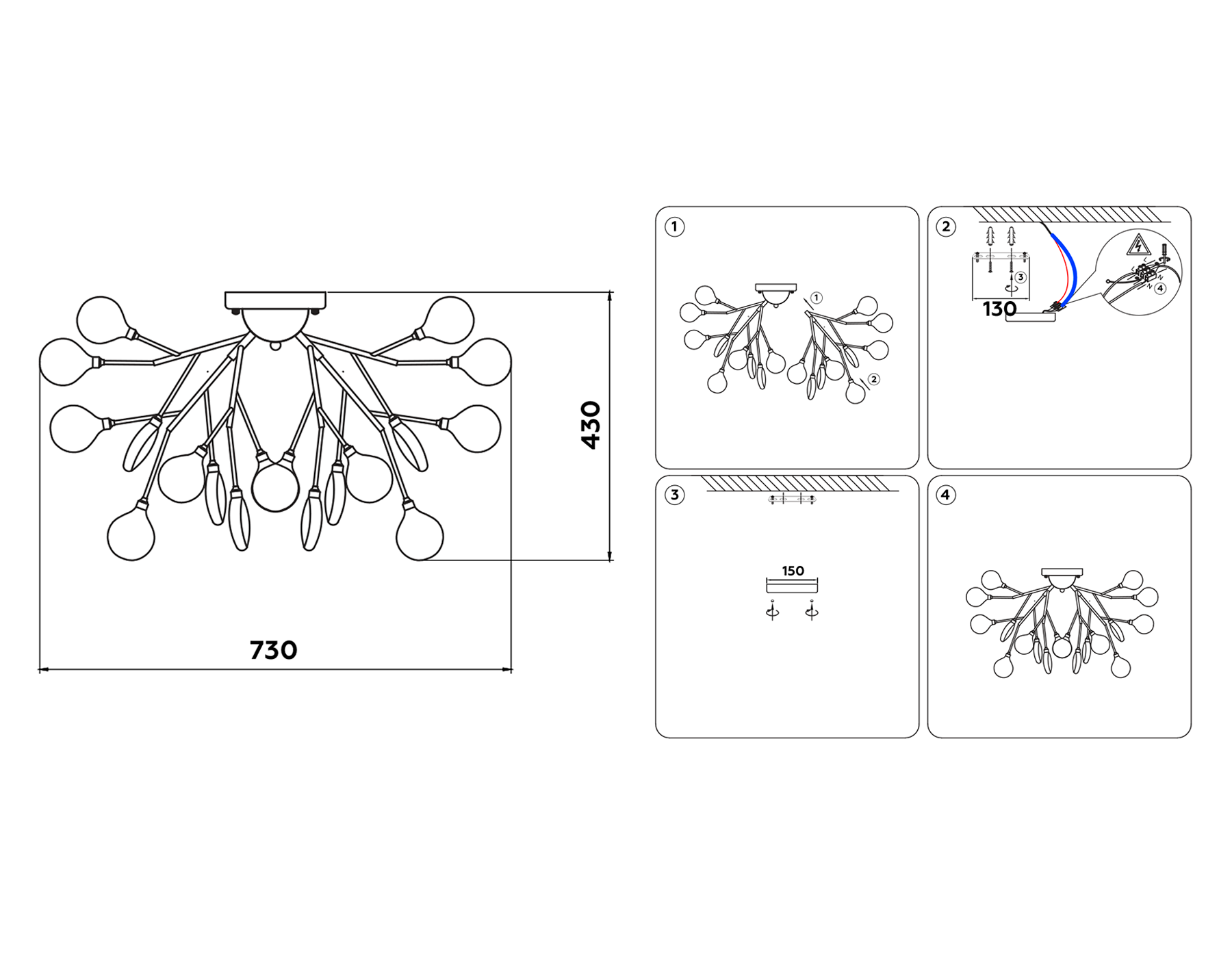 Потолочная люстра (лампы LED G4 1.5W 4200K в комплекте) TR3011/27 WH/FR белый/матовый G4/27 max 20W D730*430