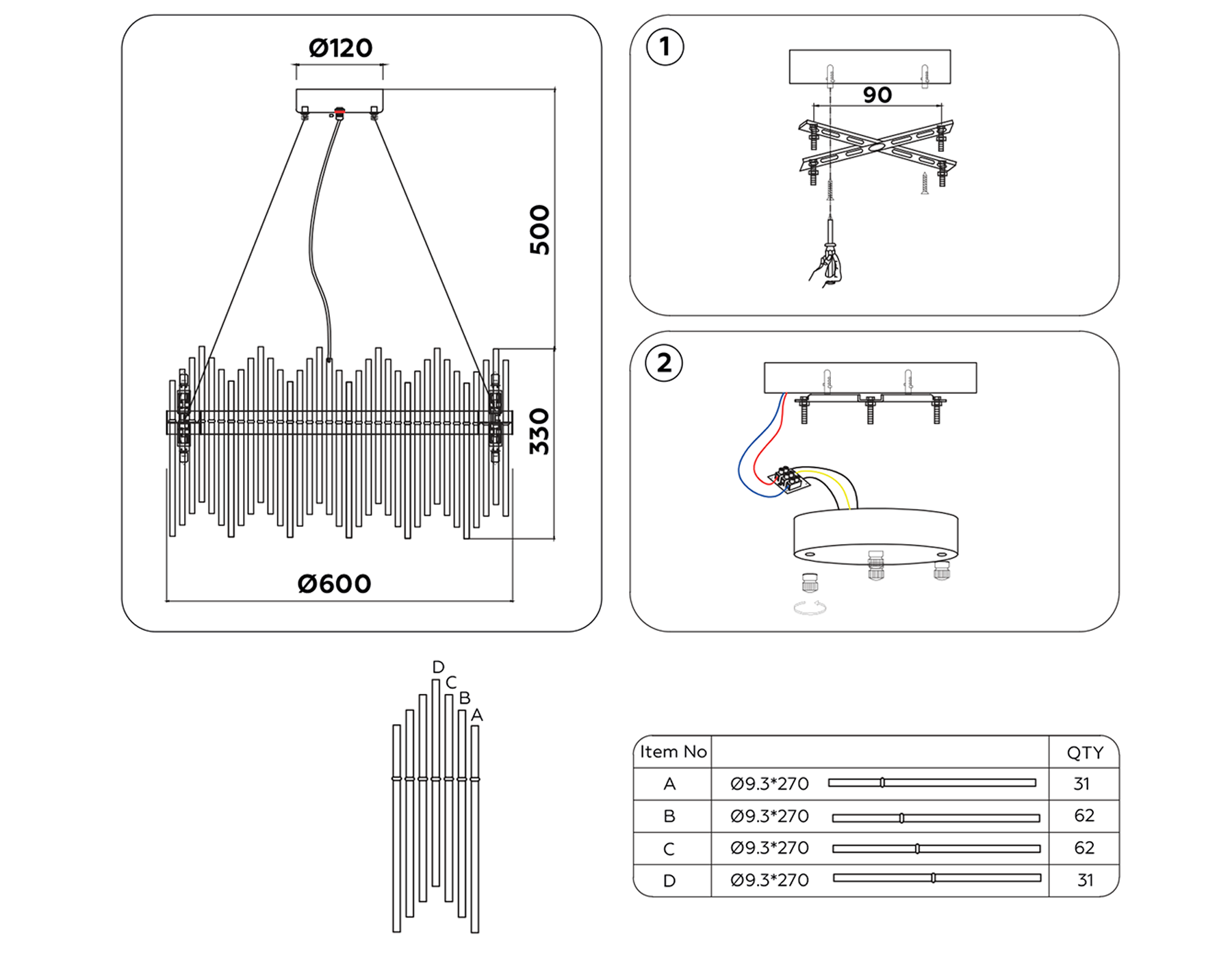Подвесная люстра с хрусталем TR5353/10 CH/CL хром/прозрачный G9/10 max 40W D500*800
