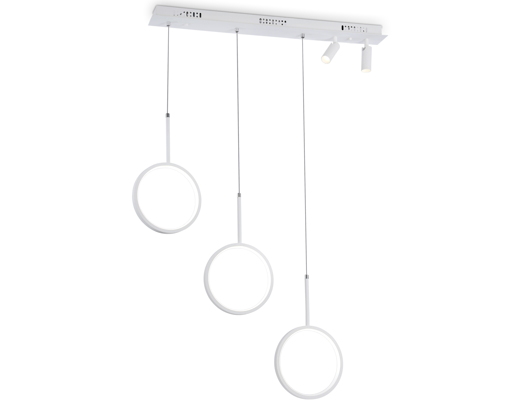 Подвесной светодиодный светильник с пультом FL5277/3+2 WH белый 59W 3000K/4200K/6400K+4200K 800*200*1200 (ПДУ ИК)