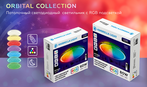 Светодиодный светильник c подсветкой RGB FF501 CH хром 60W 3000-6400K D400*70 (ПДУ ИК)