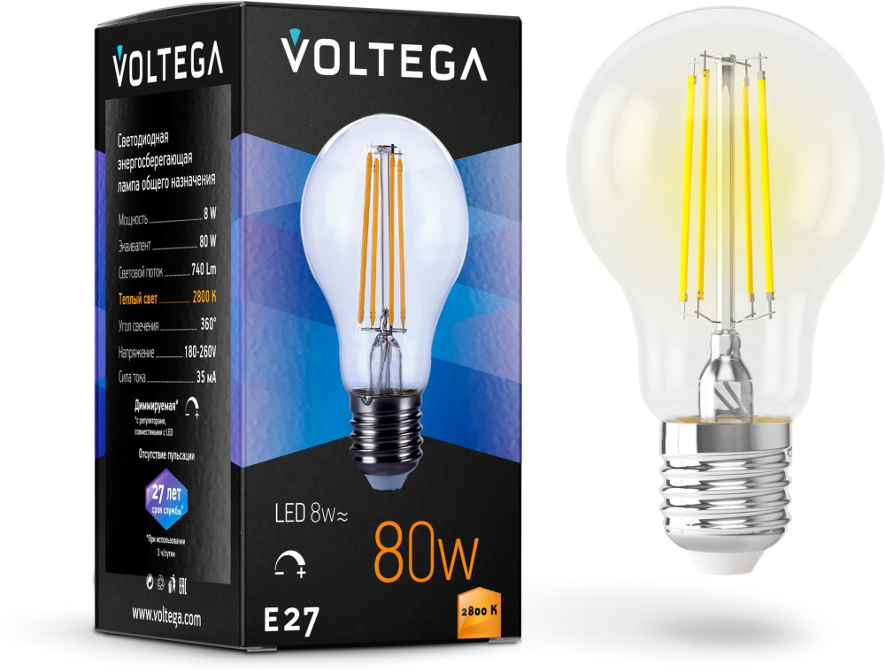 Лампочка филаментная Crystal 5489 (voltega_5489)