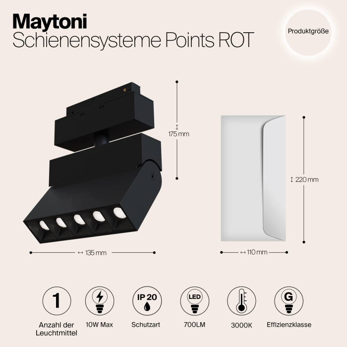 Трековый светильник Points S35 3000K 10Вт 24 LED магнитный Maytoni Technical TR015-2-10W3K-B (tr015-2-10w3k-b)