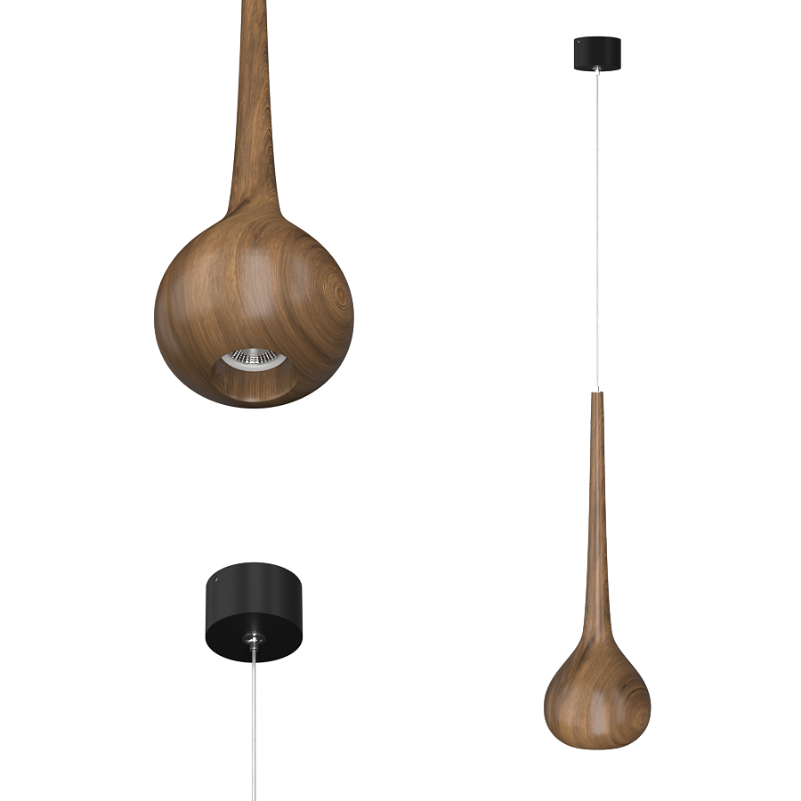 Подвесной накладной светильник WoodDrop Big Black под сменную лампу (11907)