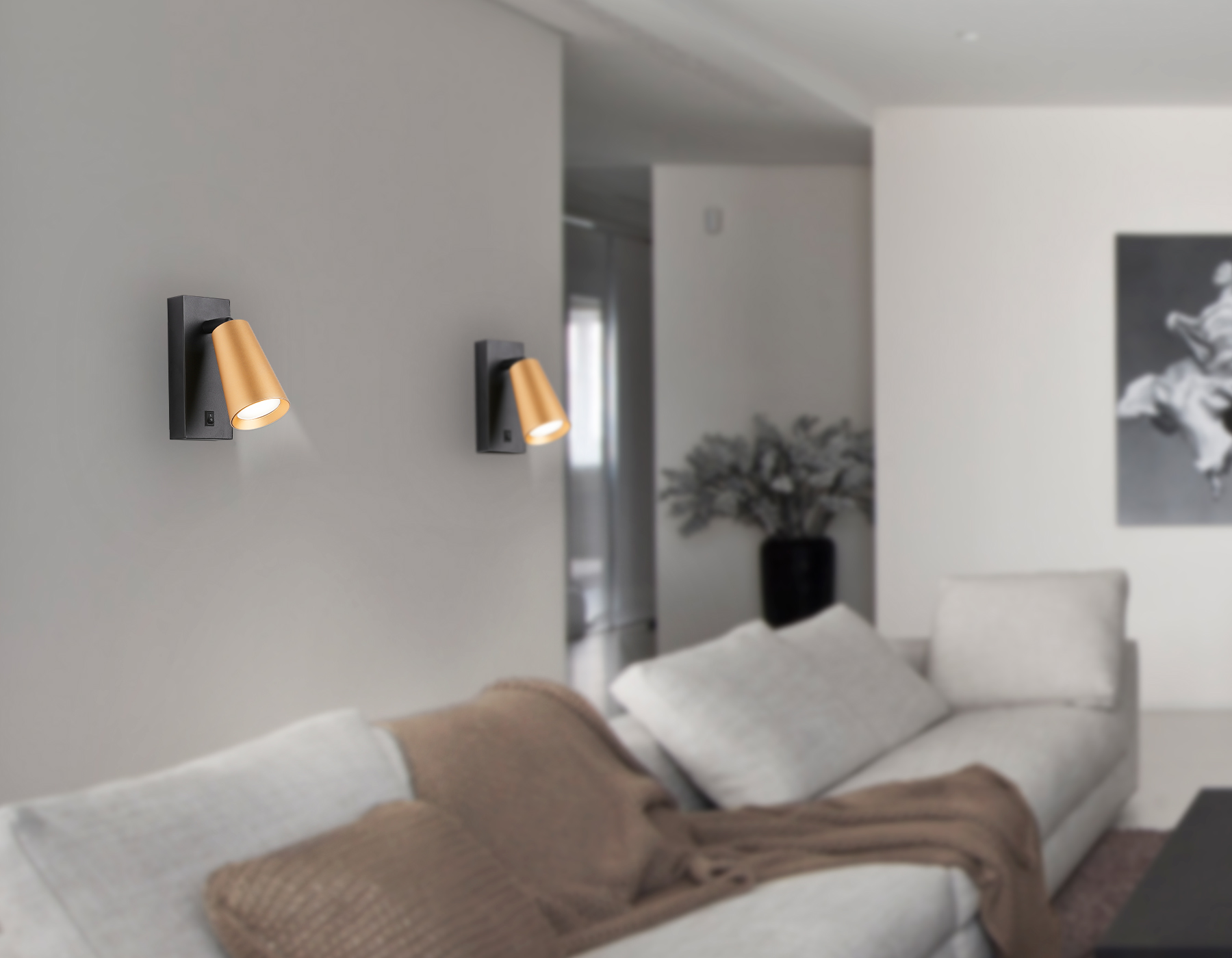 Настенный светильник с выключателем и сменной лампой GU10 TA13142 BK/GD черный/золото GU10 max 12W 140*60*90