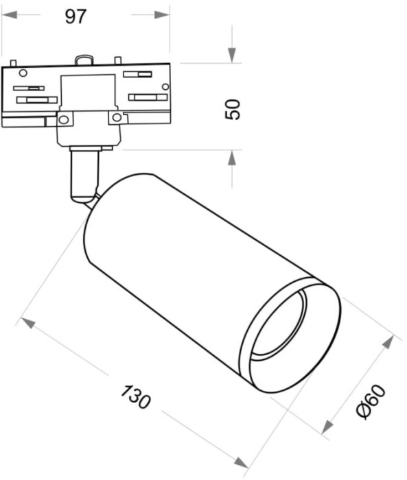 Трековый светильник Focus Trinity GU10 50Вт трехфазный Maytoni Technical TR028-3-GU10-B (tr028-3-gu10-b)