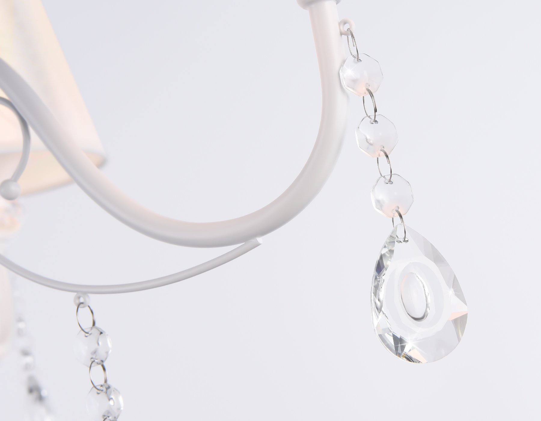 Подвесная люстра с абажуром и хрусталем TR4601/3 WH белый E27/3 max 40W D620*865