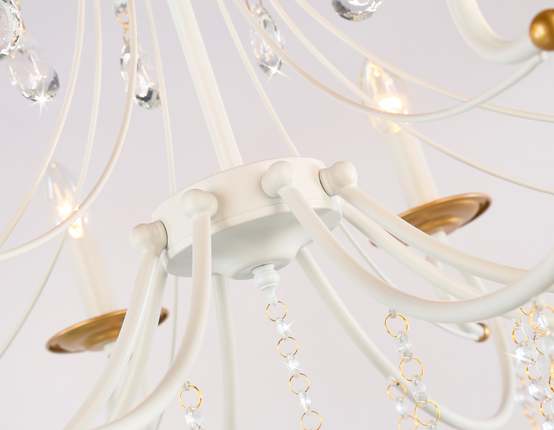 Подвесная люстра с хрусталем TR4917/8 WH/GD белый/золото E14/8 max 40W D740*930