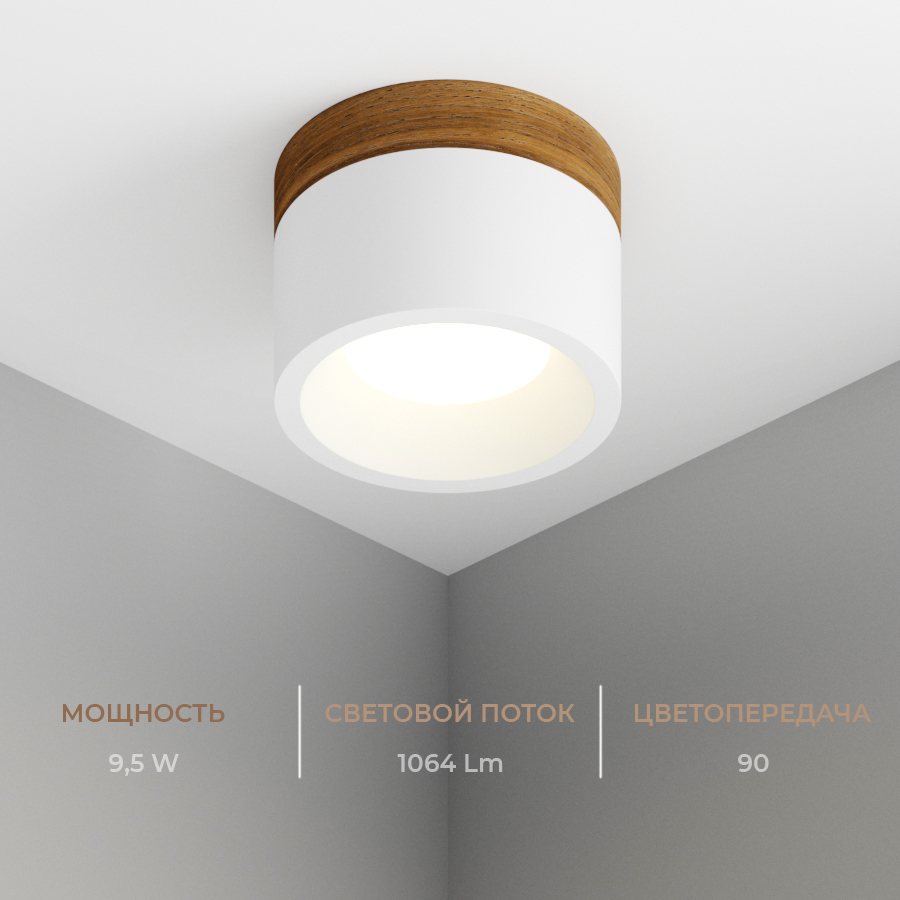 Накладной светодиодный светильник Ledron SUITABLE MIDDLE Wooden White (4426)