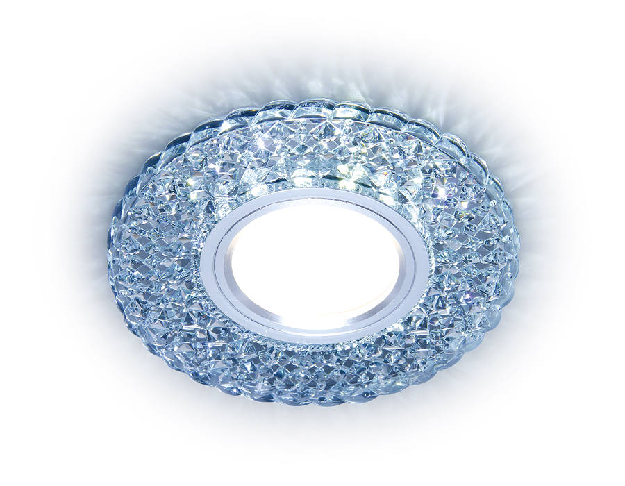 Встраиваемый точечный светильник MR16 с LED подсветкой S335 CL прозрачный GU5.3+3W(LED WHITE) D104*25