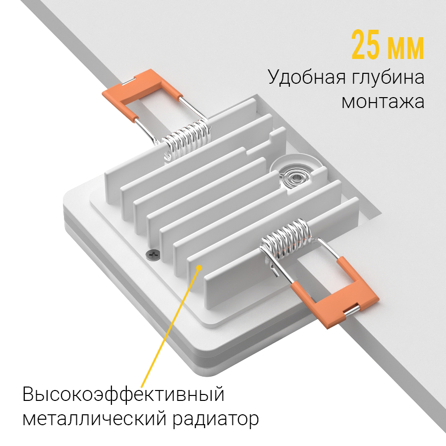 Встраиваемый светодиодный светильник Ledron LIP0906-5W-F 3000K White (2292)