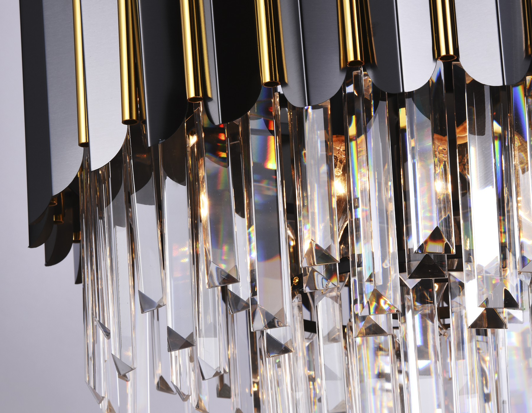 Подвесная люстра с хрусталем TR5297/7 DCH/GD черный хром/золото E14/7 max 40W D500*780